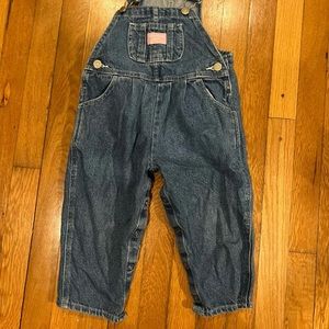 Vintage Oshkosh Bgosh Toddler Girls Denim Bubble Vestbak Bib Overalls Sz 3T